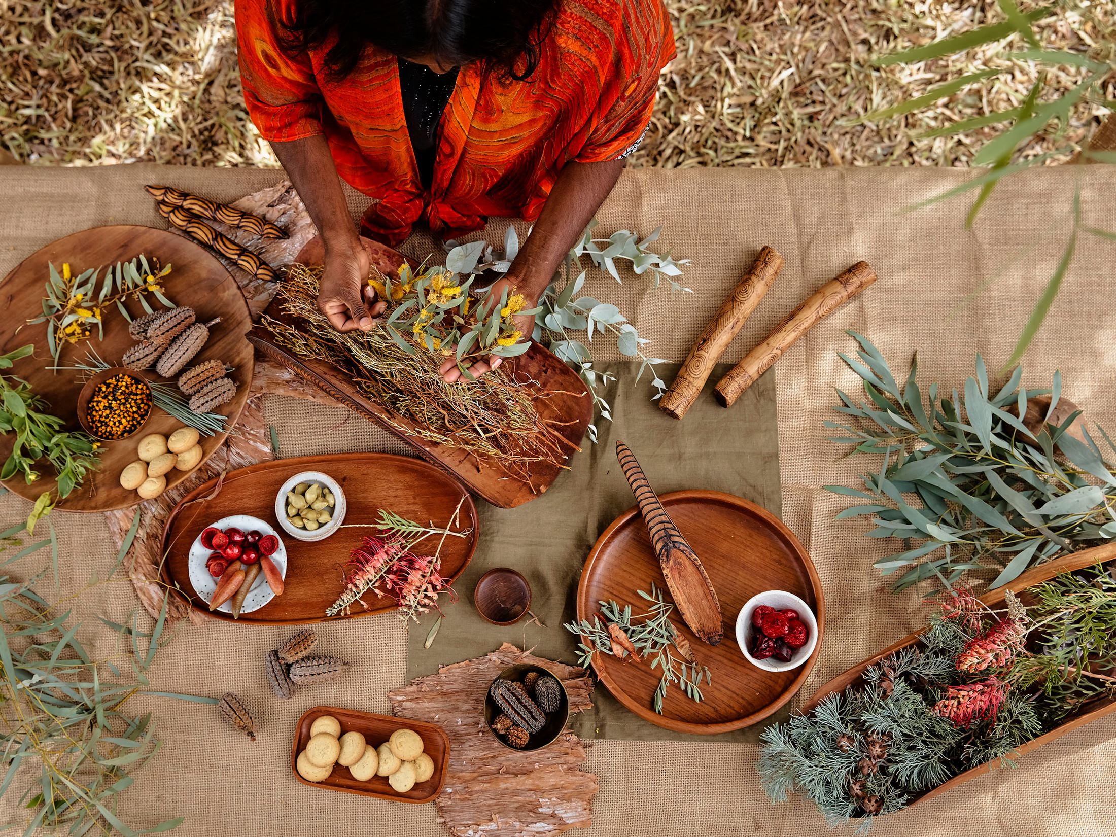 A table set with many herbs | Uluru Australia | Uluru Rockies | Mossmangor Indigenous Tourism