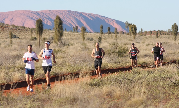 marathon runners in the outback