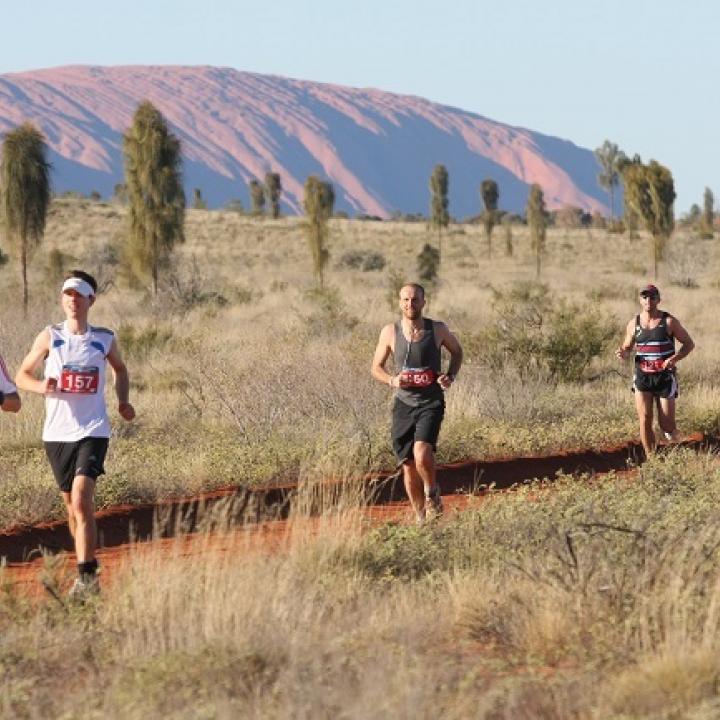 marathon runners in the outback