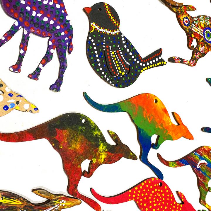 Paint Your Own Australian Animal stencils and paint tubs